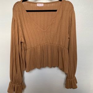 Tan Flowy Boutique Blouse